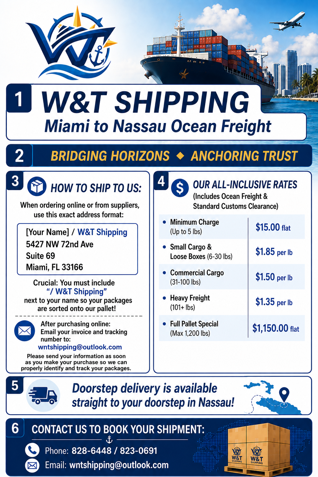 W&T Shipping rate and instruction flyer